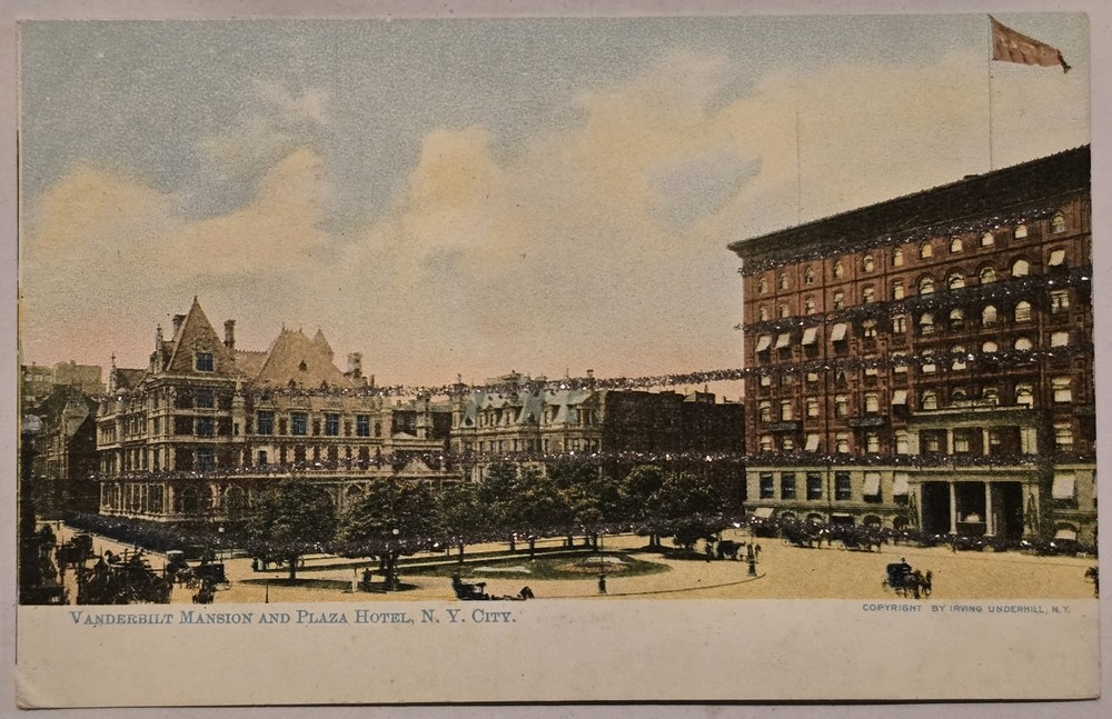 NYC Vanderbilt Mansion And Plaza Hotel Vintage Postcard Unposted Divided Back