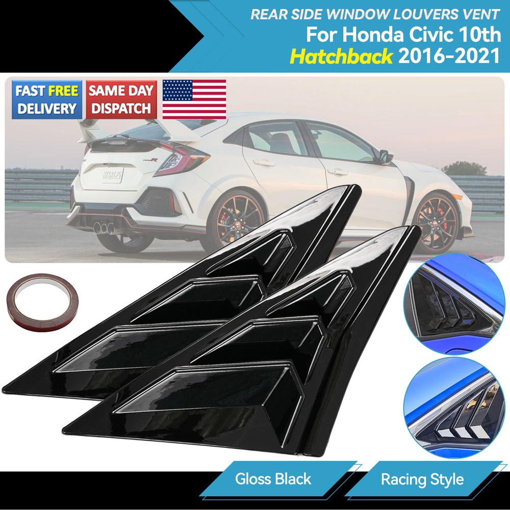 US For Honda Civic Type R Hatchback 2016-2021 Rear Side Vent Window Louver Cover