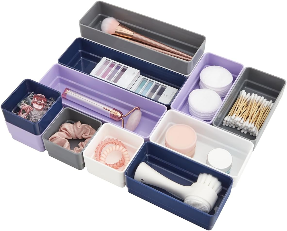 Simplesort 12-Piece Stackable Multicolor Drawer Organizer Set | Multi-Size Tr...