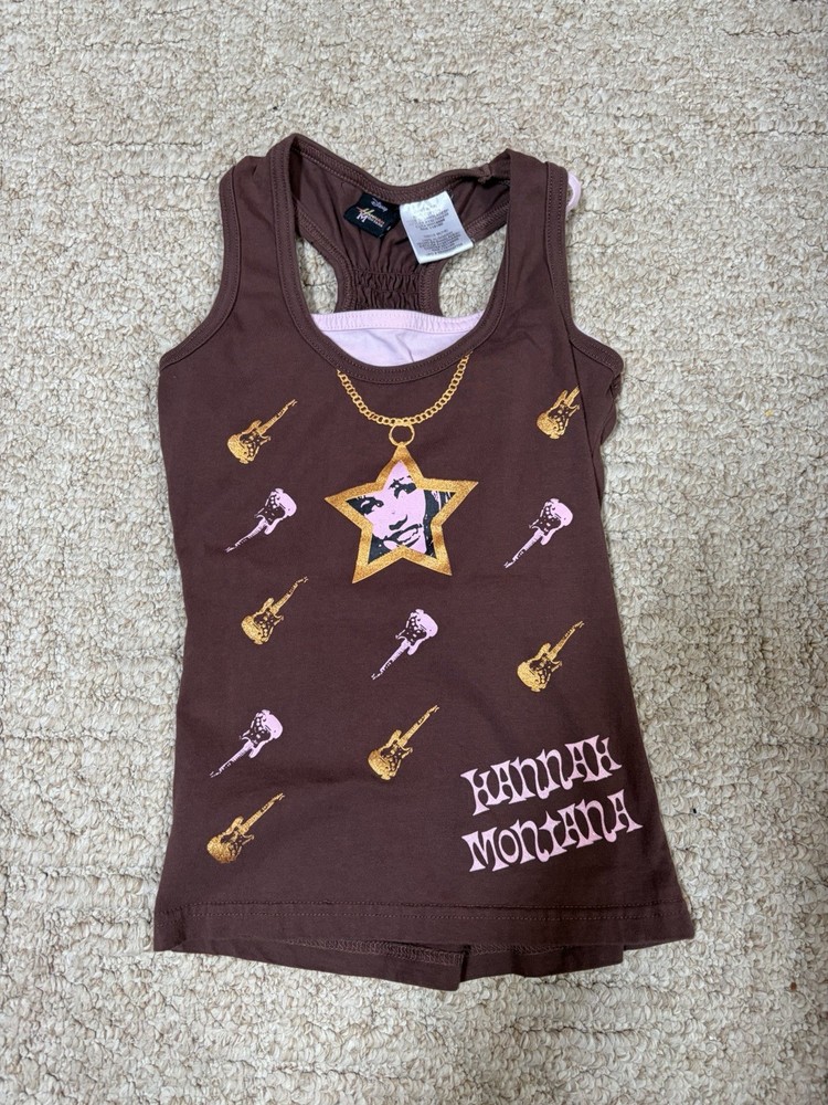 Hannah Montana TShirt  Girls Medium 7/8 Tank Top Vintage 2000s Pop Music Shirt