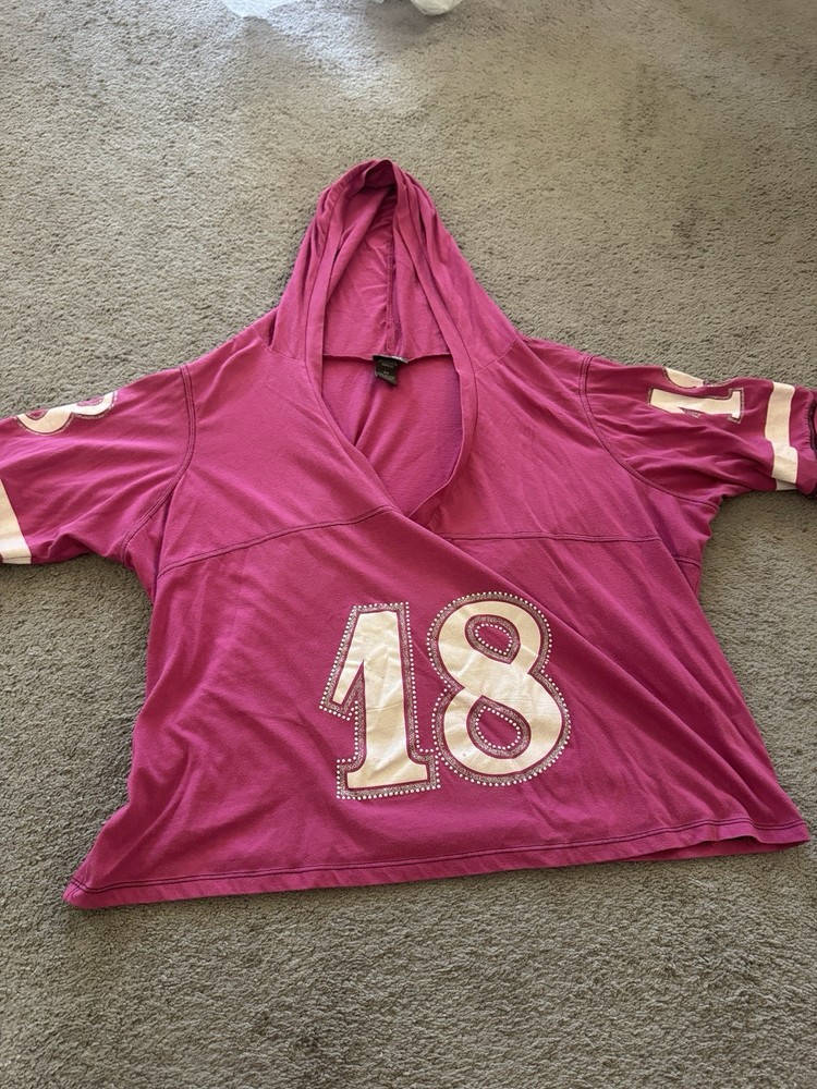 Dots Pink Jersey Hooded Top 18 Pattern Y2K Size 3X