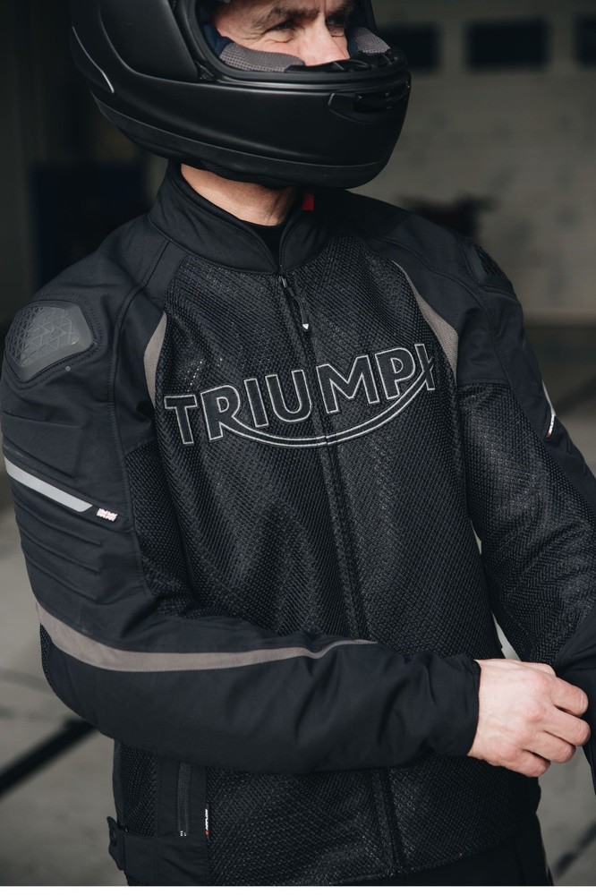 Triumph Mens Triple Sports Mesh Motorcycle Biker Jacket