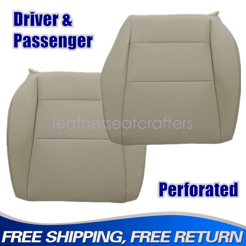 Driver & Passenger Bottom Perf Leather Seat Cover Tan For 2009-2014 Acura TSX