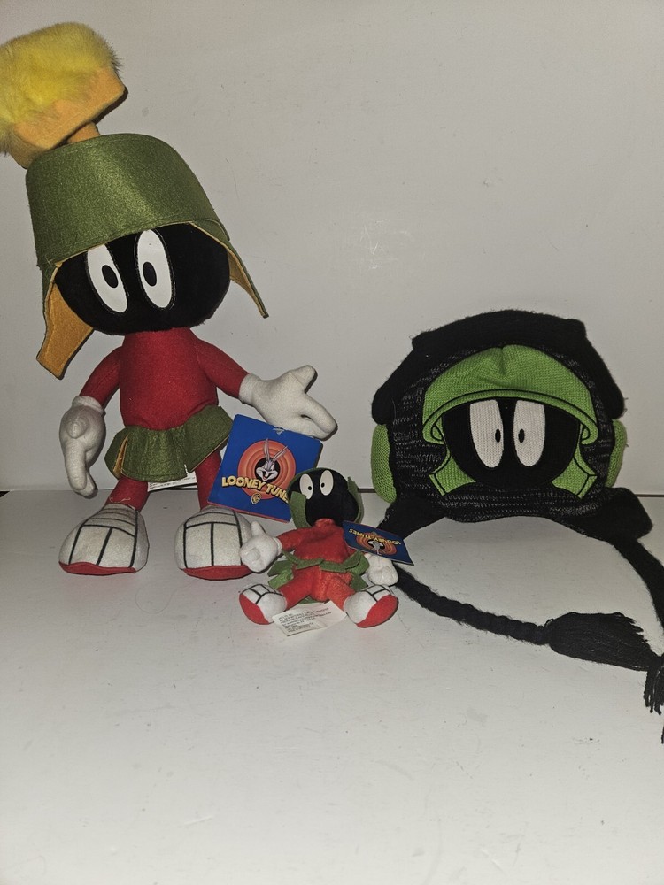 90s Vintage Looney Tunes Marvin the Martian Plush Keychain with Tags and Hat