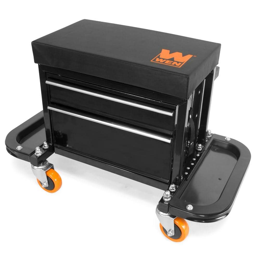400 lb Capacity Rolling Garage Glider Tool Chest Seat with Storage