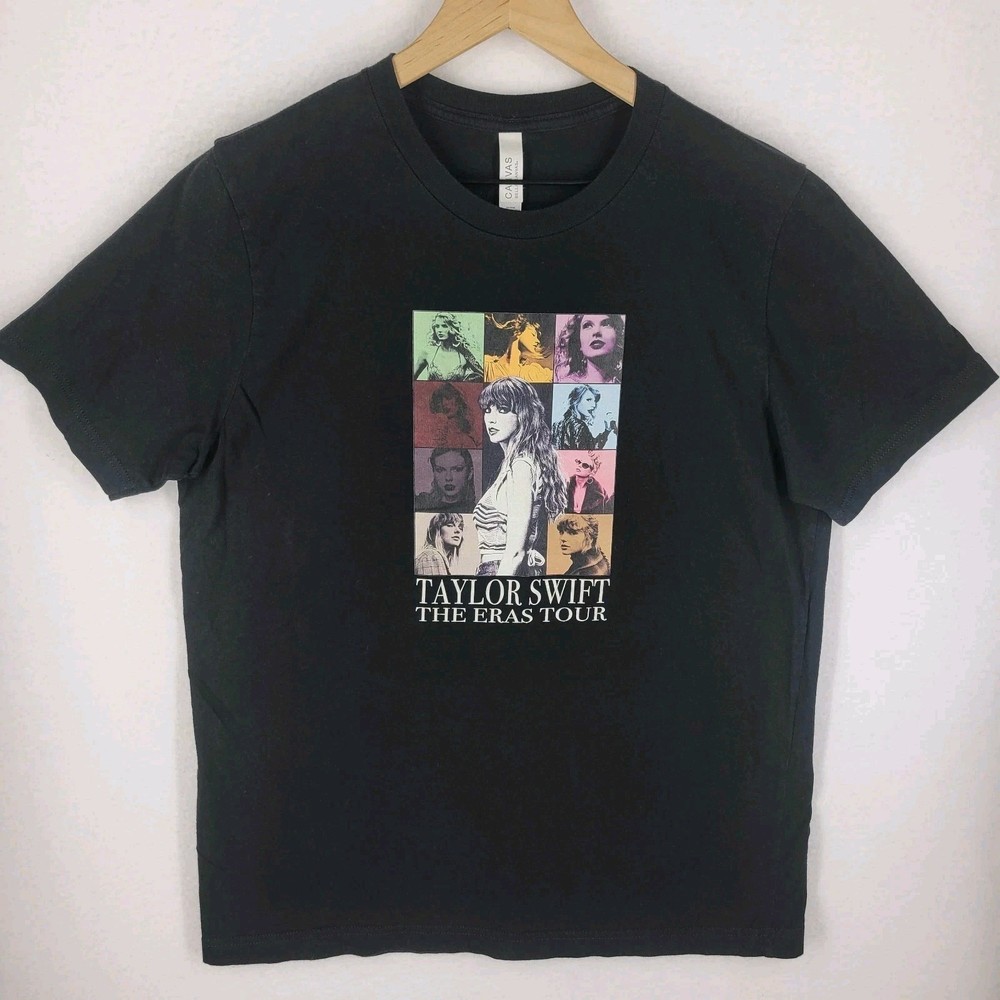 Taylor Swift The Eras Tour T-Shirt Women's L Black Cotton Graphic Concert Tee