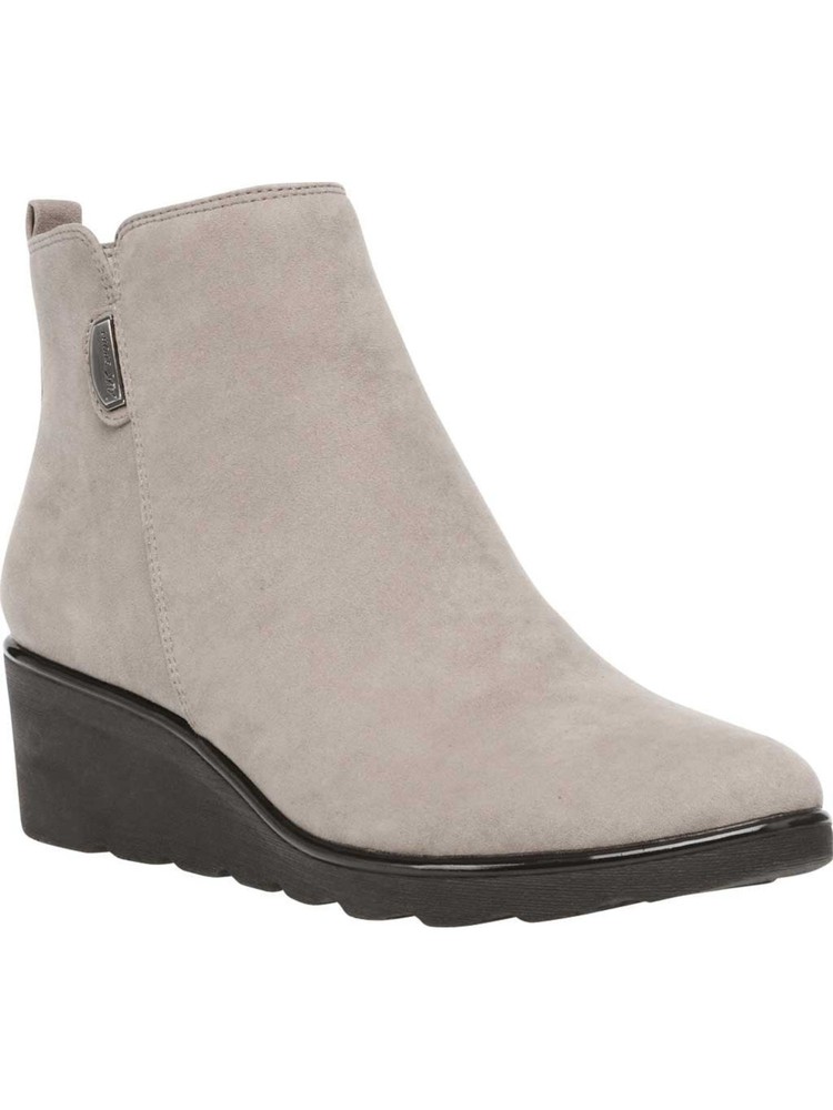 ANNE KLEIN Womens Beige Water Resistant Round Toe Wedge Zip-Up Booties 10 M