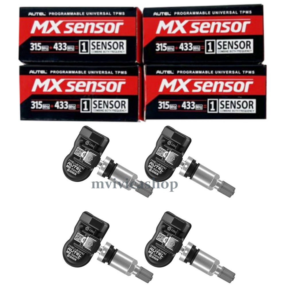 4pcs Autel MX-Sensor Universal Programmable 315MHz&433MHz Metal Stem TPMS US