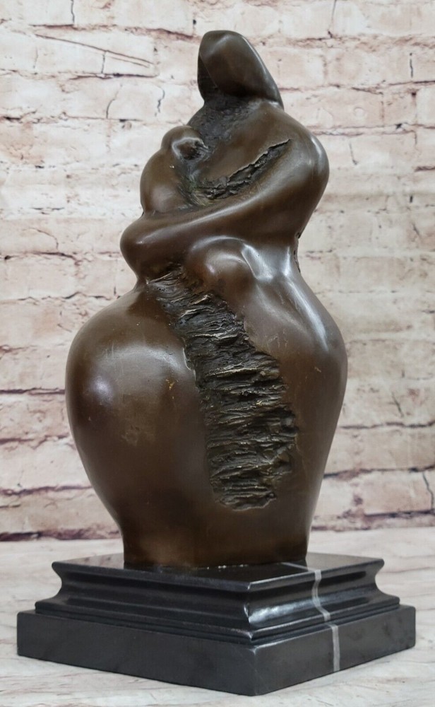 Botero Style Bronze Sculpture Mother and Child Museum Quality Abstract Art Deco-image
