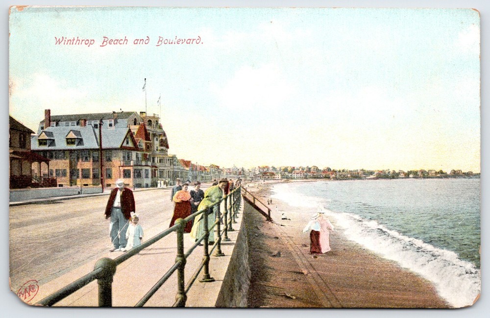 Postcard Winthrop Beach And Boulevard Massachusetts Unposted