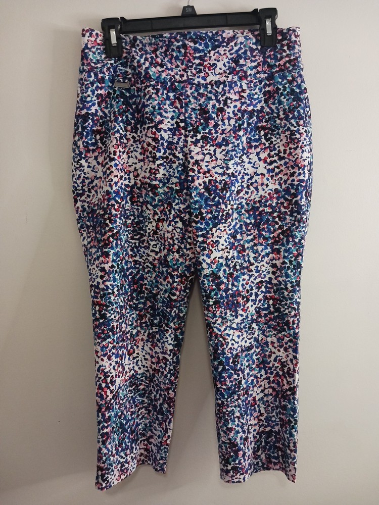 Peck & Peck Petite Womens Pants 8P Stretch Cropped Pants Multicolored Pull On