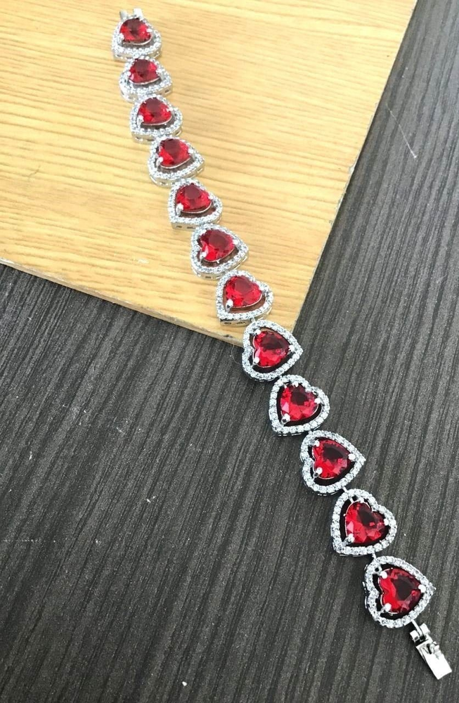 15ct Heart Simulated Red Ruby/CZ HOLO 7