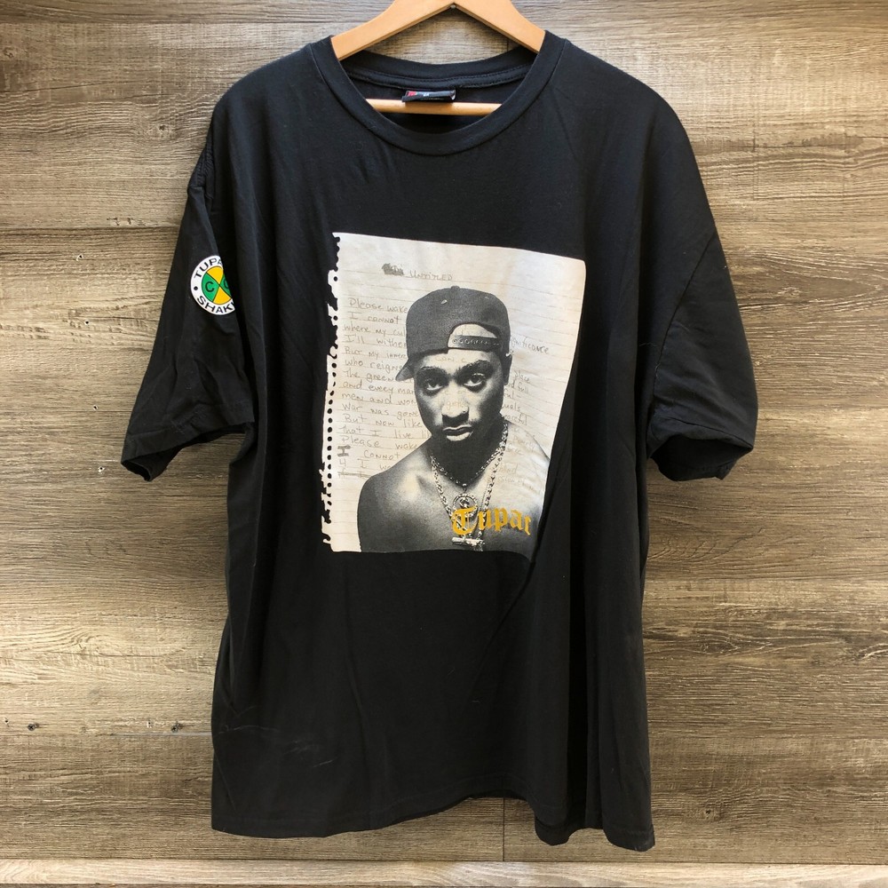Men's Cross Colours X Tupac Shakur ShortSleeve Black T-Shirt Size XL Hip Hop