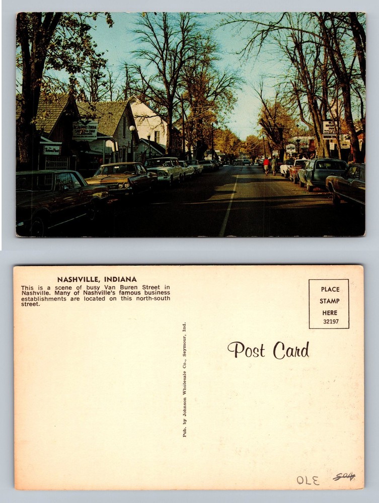 Nashville, IN-Indiana, Van Buren Street Shops Scene Card Vintage Postcard