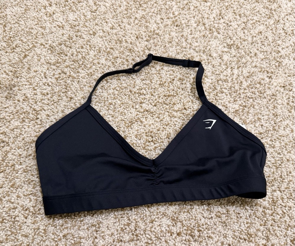 Gymshark Women’s Minimal Halterneck Sports Bra Black Size M