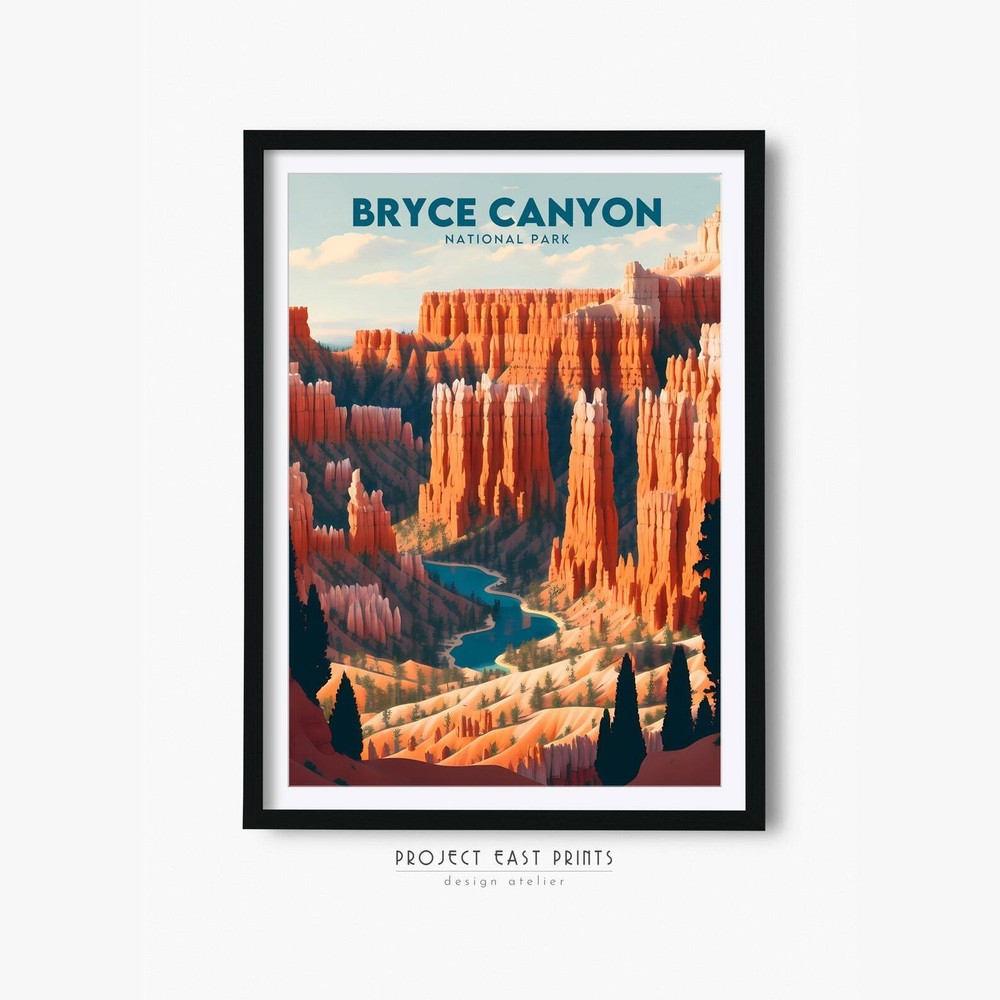 Retro Travel Poster Print Wall Art Of Bryce Canyon National Park Instant