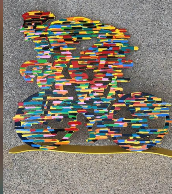 David Gerstein Modern Bicycle Racer Metal Sculpture Pop Art 12 Inch Cycling Decor