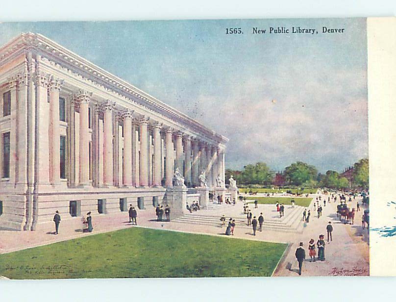 Unused Divided Back NEWLY BUILT PUBLIC LIBRARY Denver Colorado CO J9887