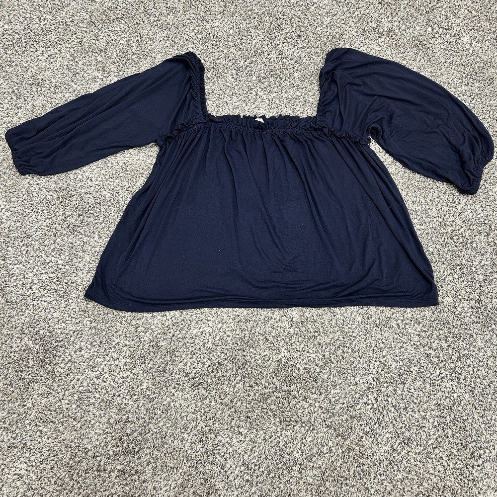 Boden Blue Square Neck Top US 12 Uk 16 Lightweight Knit Blouse Cottage Core
