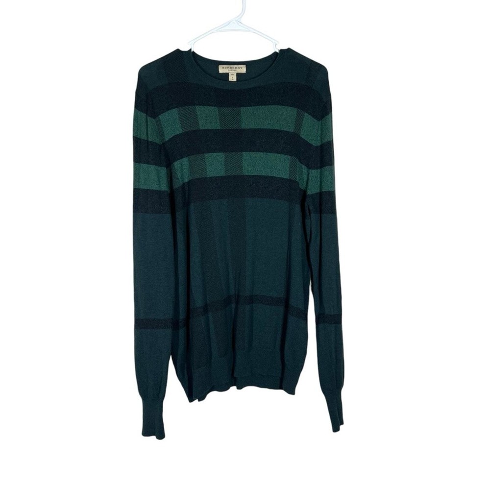 Burberry London Wool/Cashmere/Silk Blend Plaid Sweater Size Large