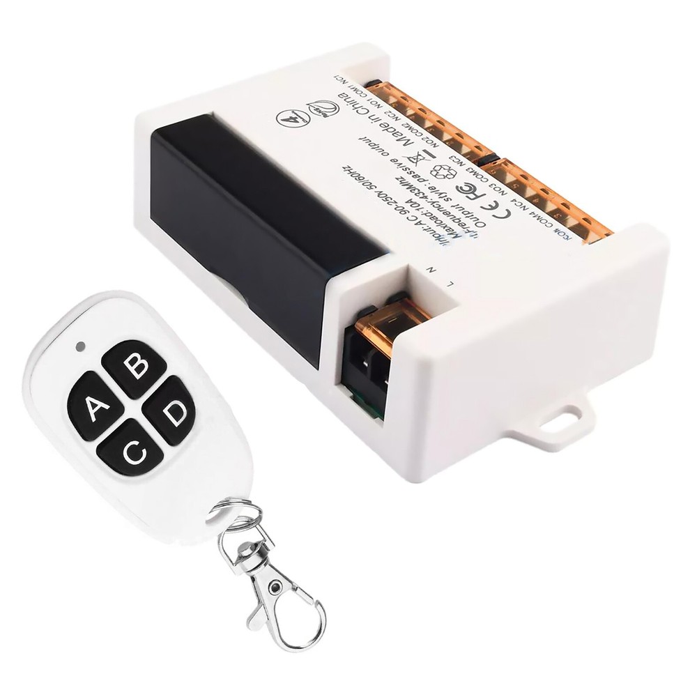 Receptor interruptor de control remoto relé inalámbrico de 4 canales 433 MHz relé RF 10A