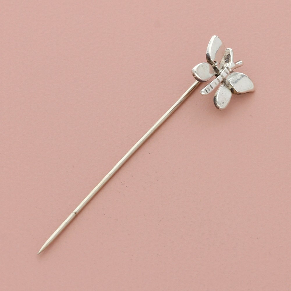 sterling silver vintage butterfly hat stick pin