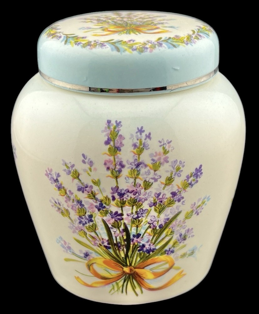 Royal Worcester Palissy Ginger Jar Sweet Lavender Pattern Porcelain 3.5” Tall