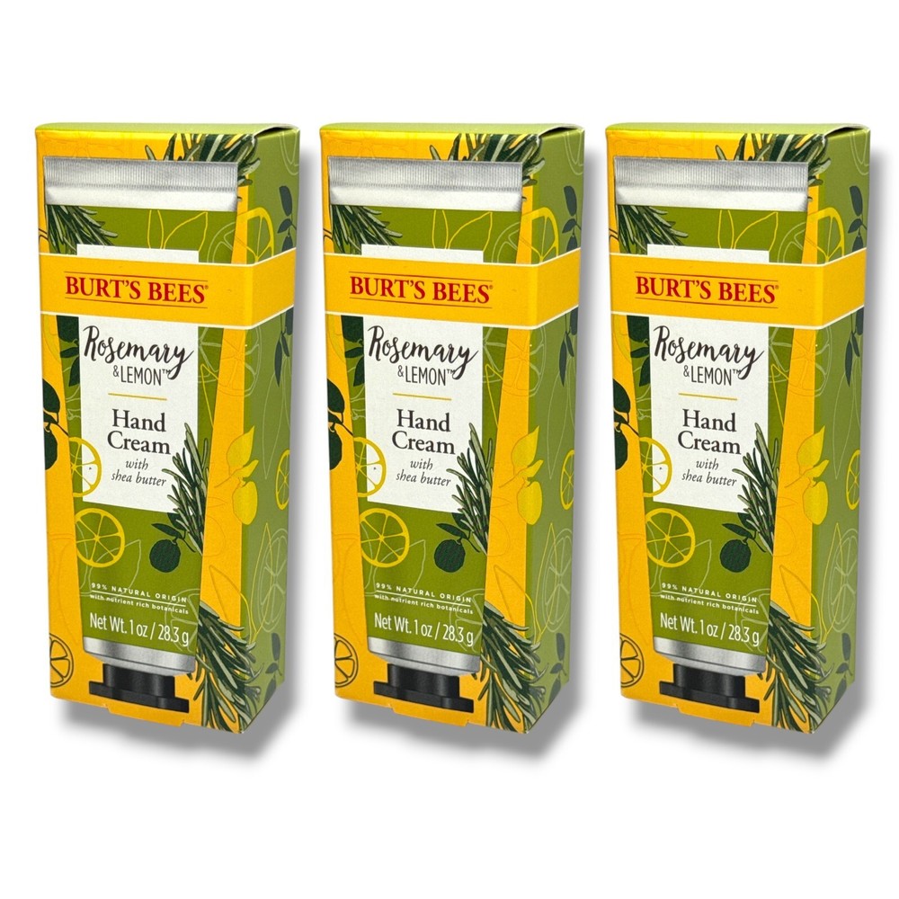 Burt's Bees Rosemary Lemon Hand Cream with Shea Butter 1oz Pack of 3