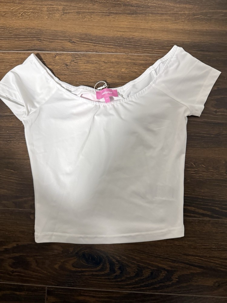 Edikted White Off-the-Shoulder Cropped Short Sleeve T-Shirt Women’s Size XS