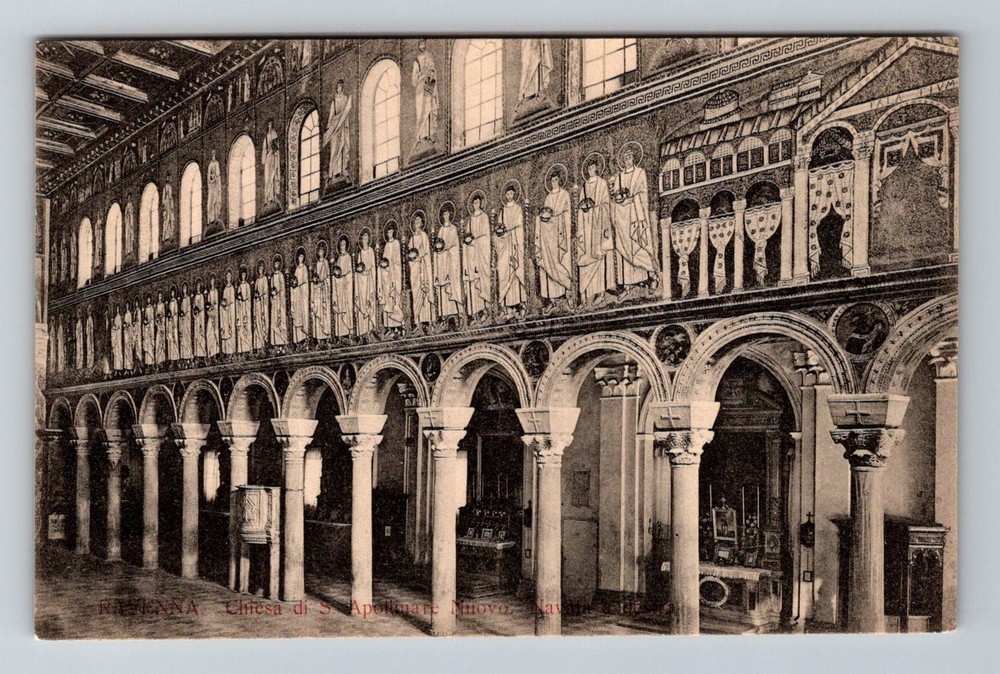 Italy- Ravenna Church Of Saint Apollinare Interior Old Card PC Vintage Postcard
