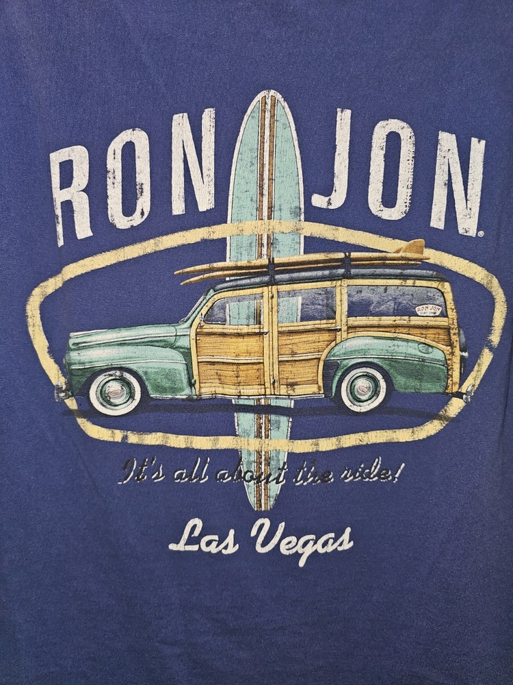 Ron Jon Surf Shop Las Vegas Small Mens Blue Double-sided Graphic Logo Tee