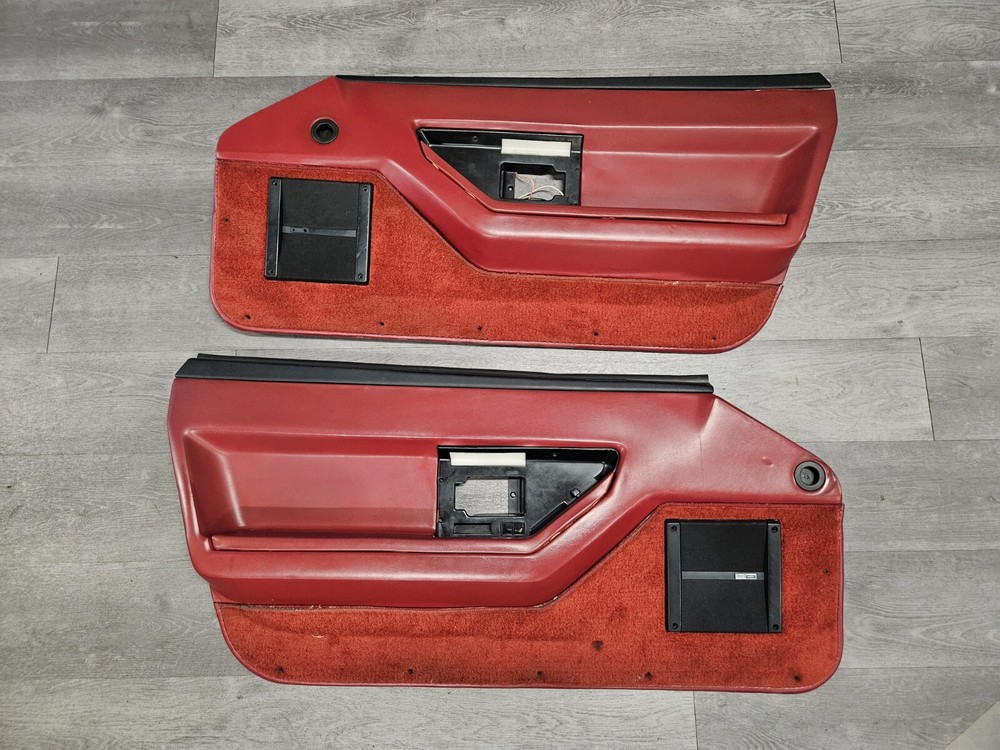 1984-1989 Chevy Corvette C4 Coupe Standard Red Interior Door Panel Trim Set OEM