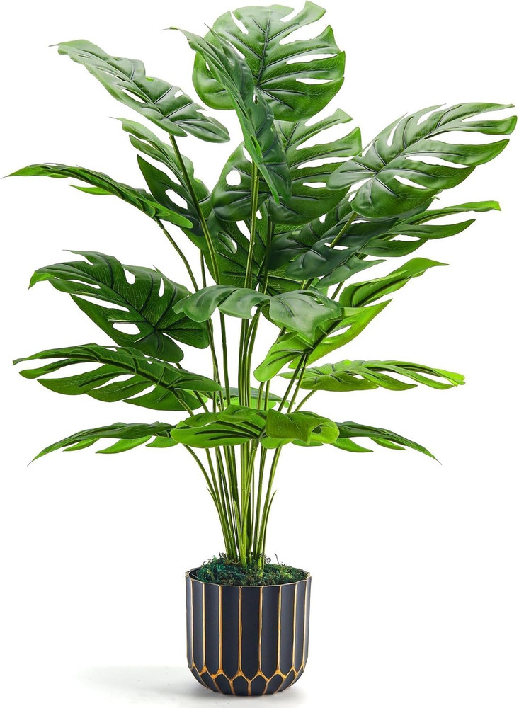 28'' Fake Plants Tall Artificial Monstera Faux Plants Indoor Outdoor Tree for Li