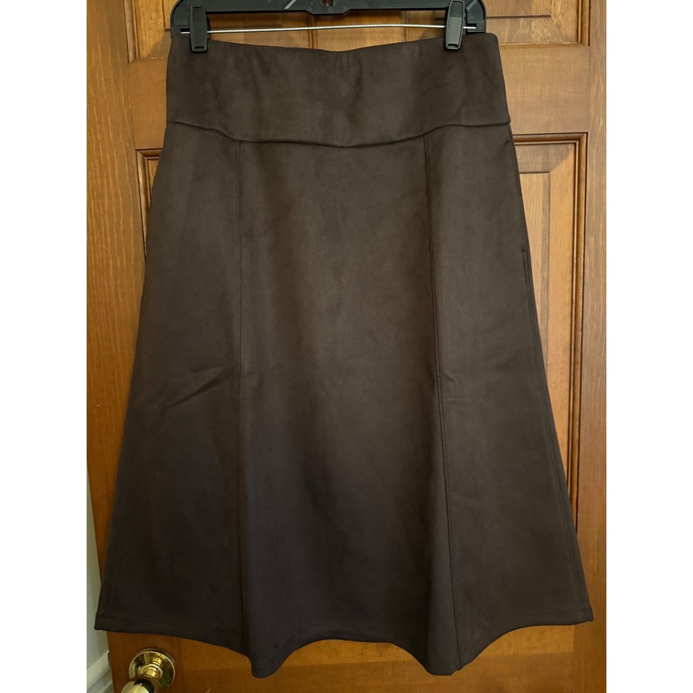 Belle by Kim Gravel PerSuede Me Midi Skirt Size Small Walnut A-Line Pockets