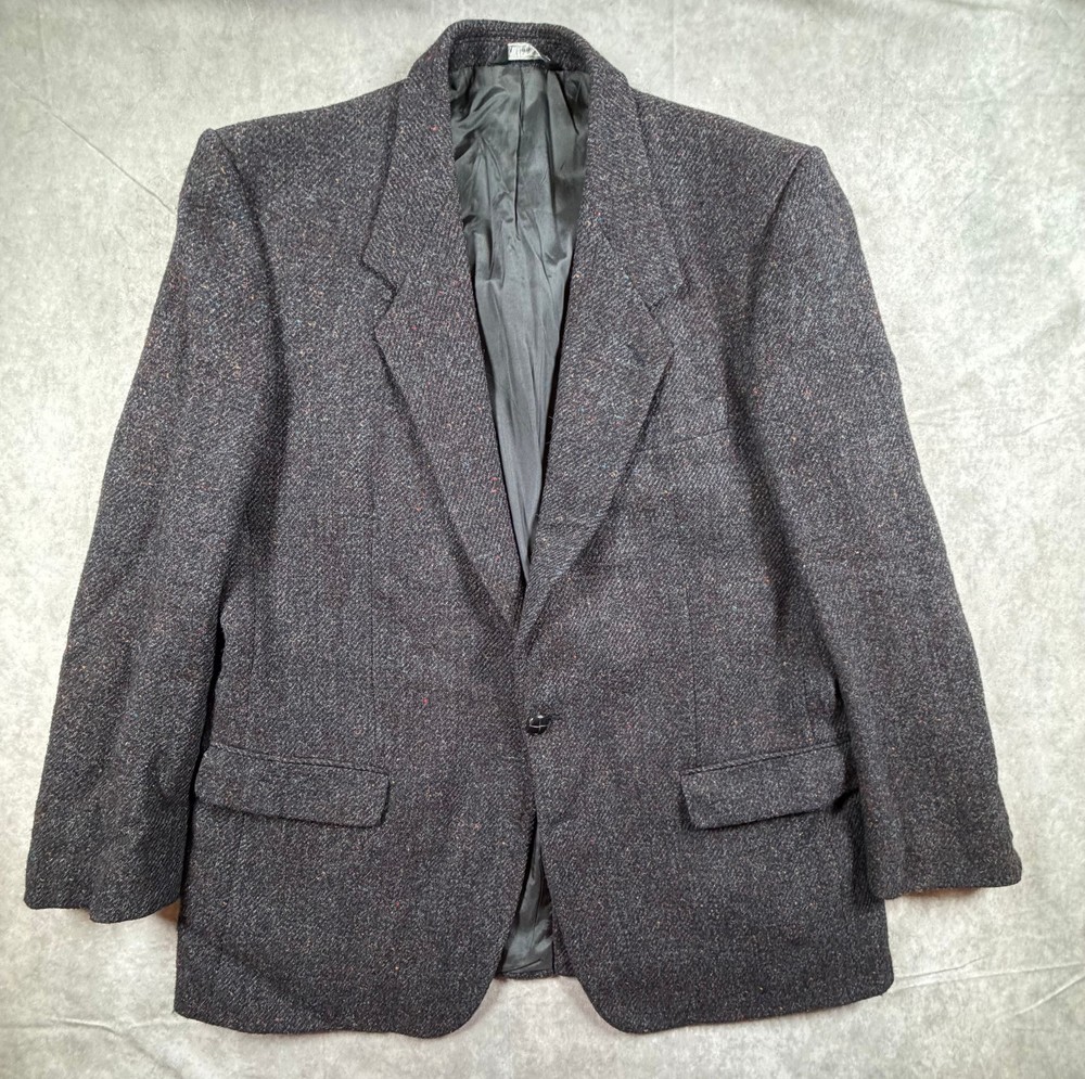Moores Harris Tweed Sport Coat Blazer Charcoal Donegal Fleck Wool