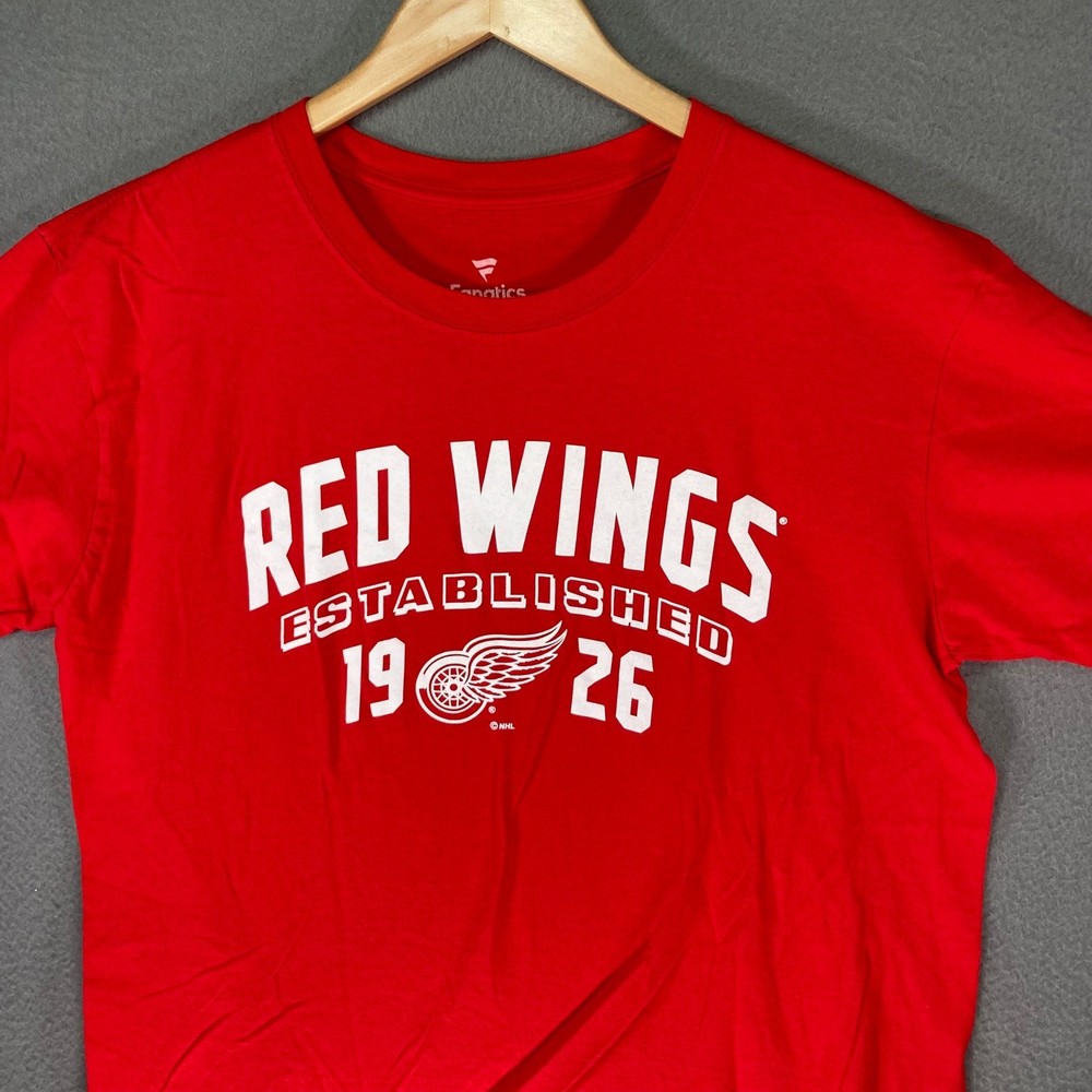 Detroit Red Wings T-Shirt Men's Large Red Fanatics NHL Hockey 1926 Graphic Tee
