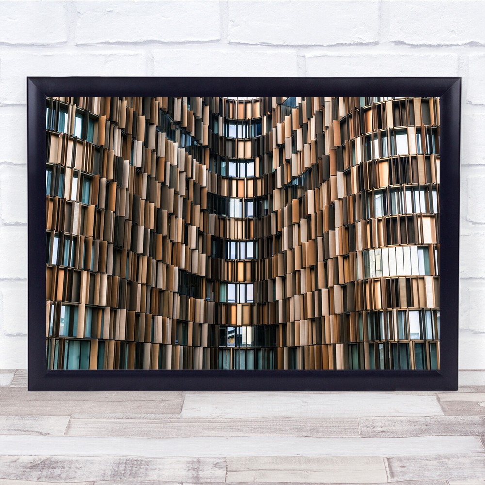 Milan Italy Modern Pattern Geometry Shades Brown Windows Wall Art Print