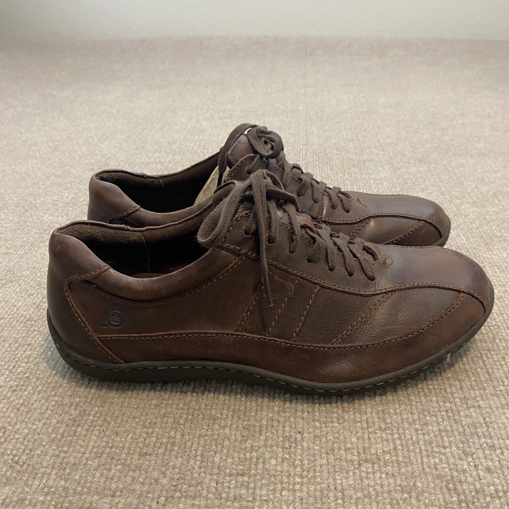 Born Shoes Mens Size 9 Brown Leather Low Top Casual Lace Up Comfort Sneakers