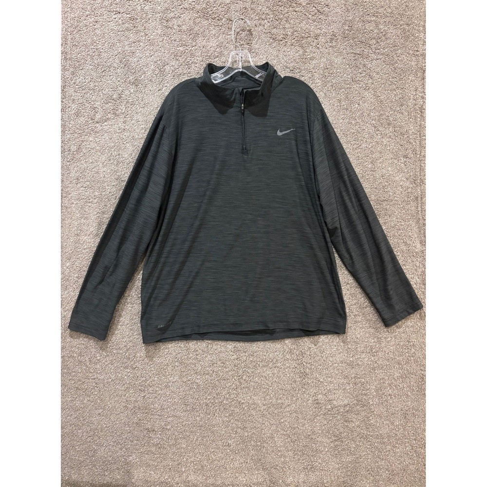 Nike Dri-FIT Mens Quarter Zip Pullover Charcoal Grey Long Sleeve