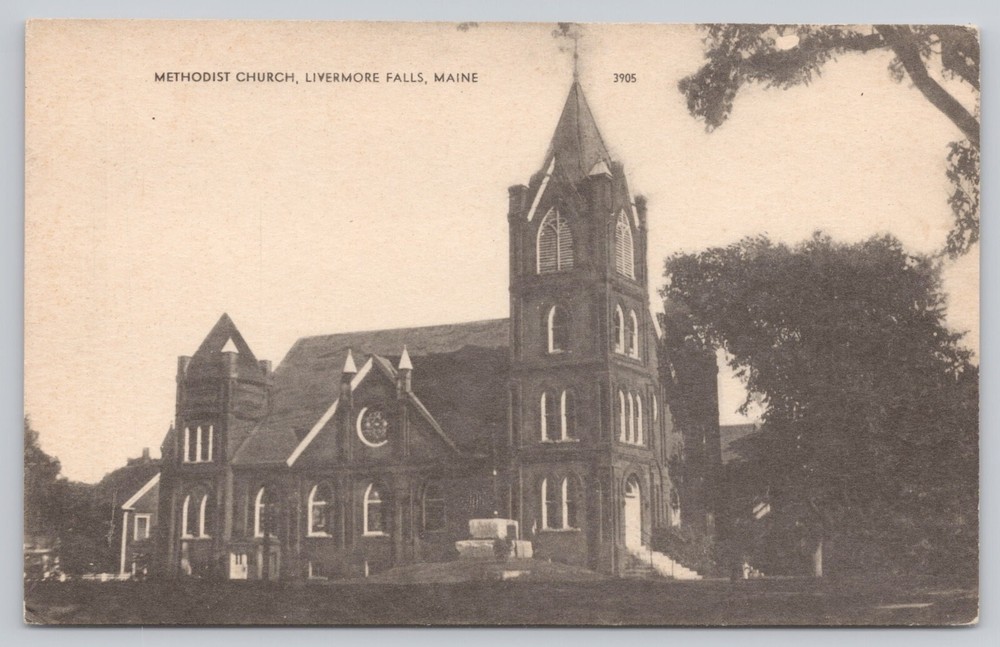 Livermore Falls Maine, Methodist Church, Vintage Postcard