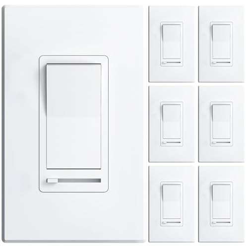 Pack Dimmer Light Switch, Single-Pole or 3-Way Slide Standard Slide 6 White