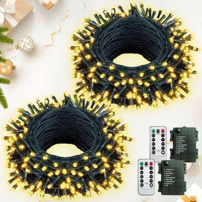 200 LED Battery Operated String Lights with Remote, 2 Pack