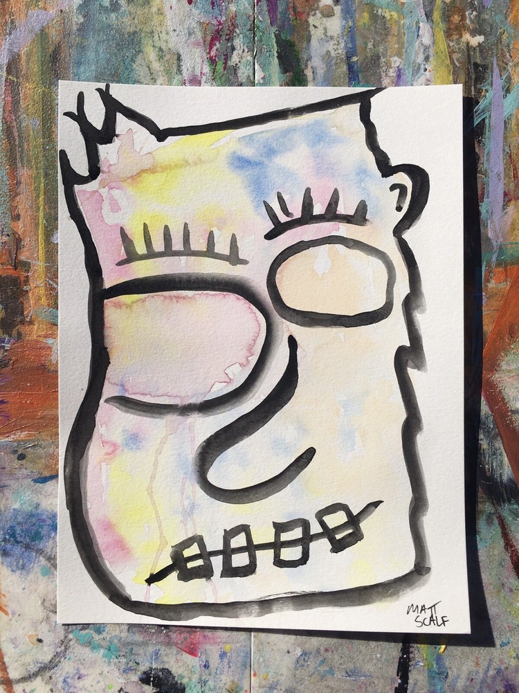 Matt Scalf Portrait Face Abstract ORIGINAL PAINTING Street Modern Graffiti 9x12