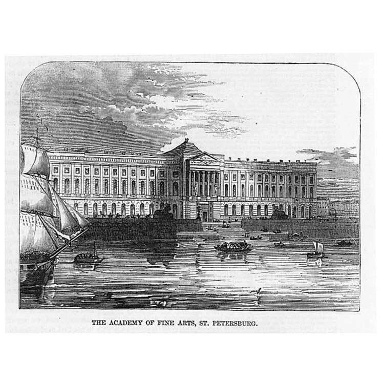 RUSSIA The Academy of Fine Arts in St Petersburg - Antique Print 1856-image