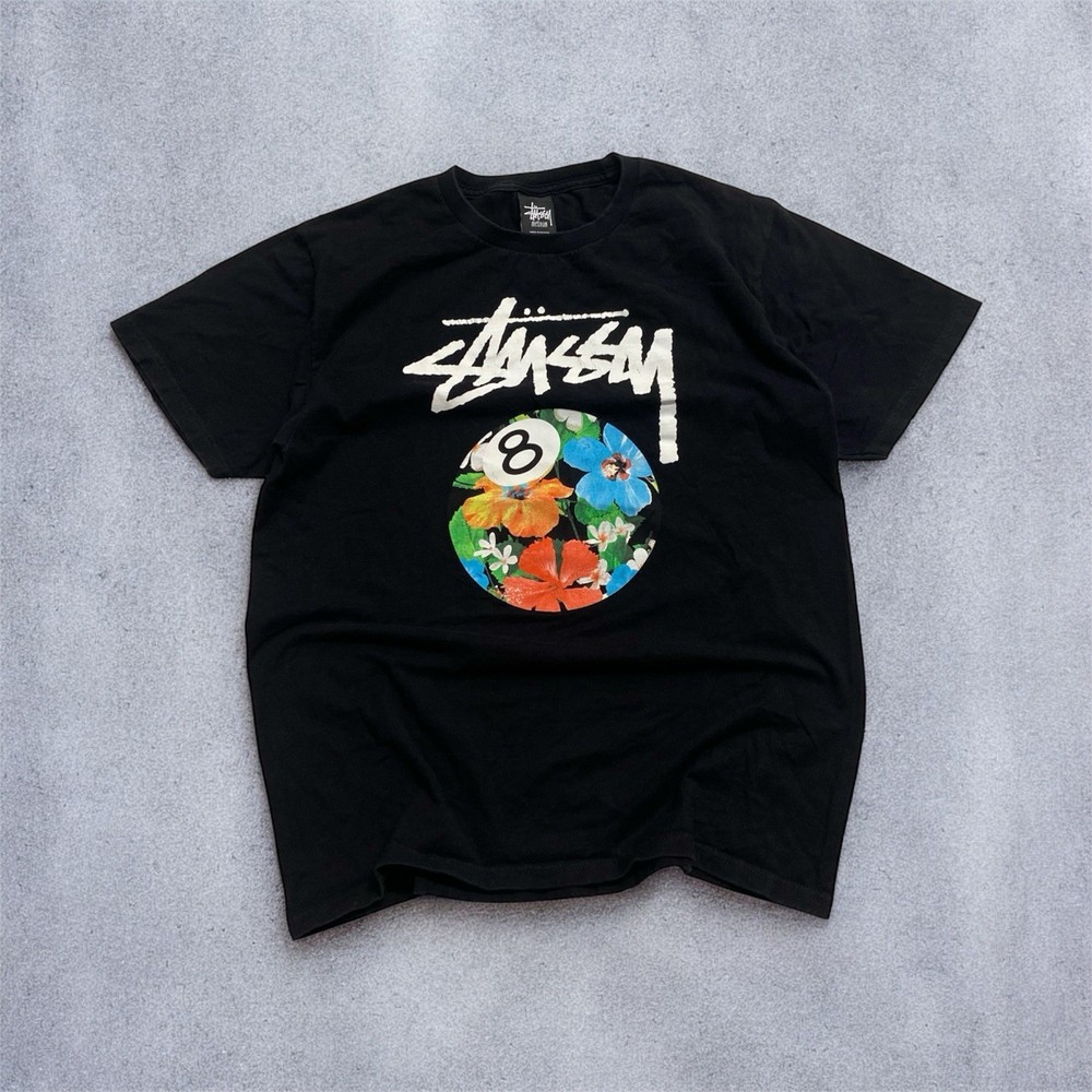 Vintage 90s Stussy 8 Ball Floral T-Shirt Men’s Size Medium