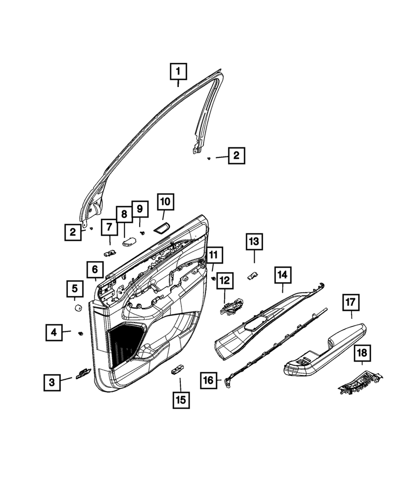 Genuine Mopar Front Door Trim Panel Right 7GS681T5AA