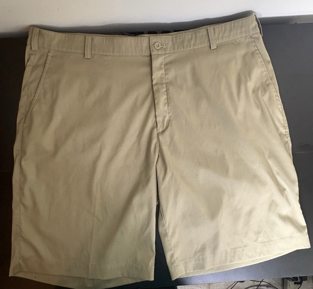 Nike Golf Shorts Mens 40 Beige Dri-Fit Tour Performance Flat Front Stretch
