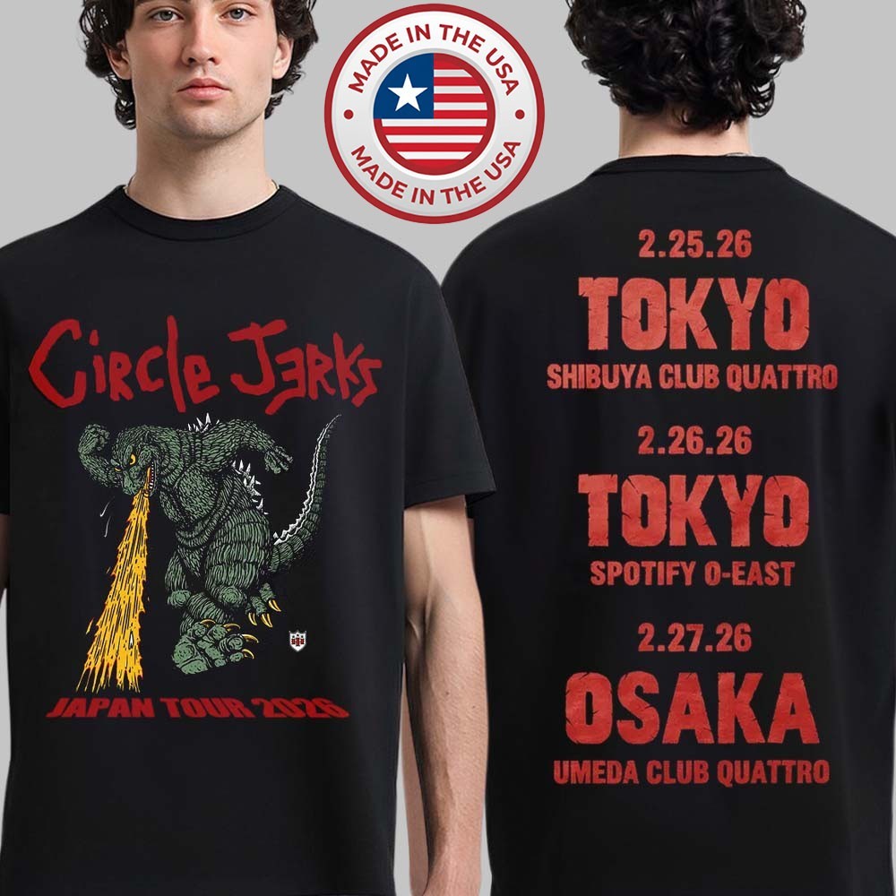 Circle Jerks Japan Tour 2026 Merch Godzilla With Dates Unisex T-Shirt