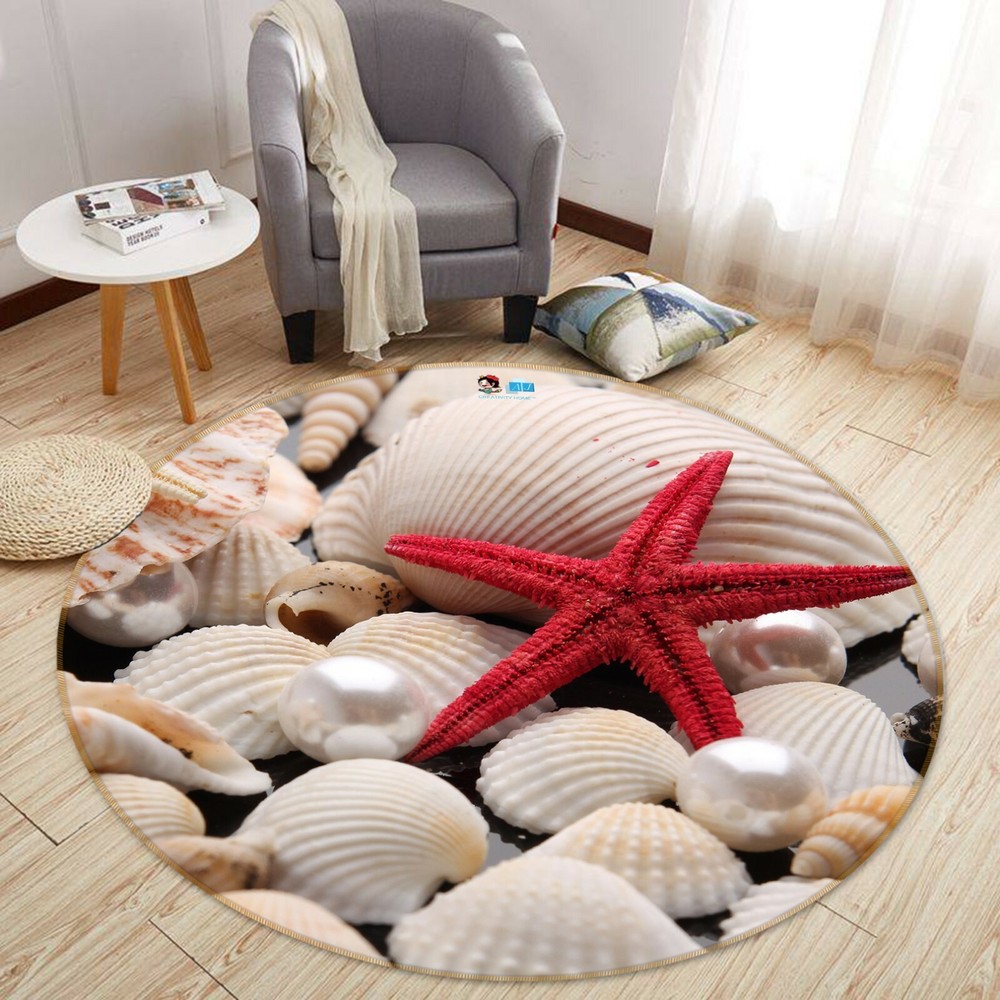 3D Shell Starfish Pearl NAO3866 Game Rug Mat Elegant Photo Carpet Mat Fay