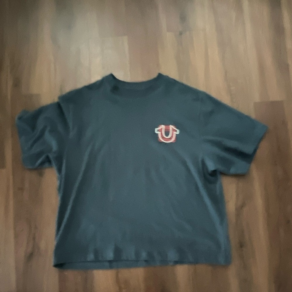 True Religion Men’s S Black Cotton Jersey Crewneck Graphic Logo T-Shirt